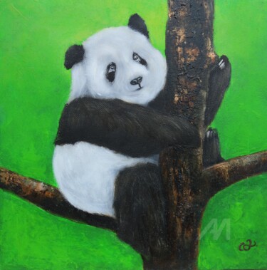 绘画 标题为“Oil painting: Panda” 由Svetlana Dorokhina, 原创艺术品, 油 安装在木质担架架上