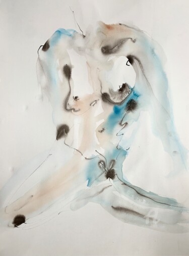 Tekening getiteld "Femme aquatique (Tw…" door Sophie De La Vaissière, Origineel Kunstwerk, Aquarel