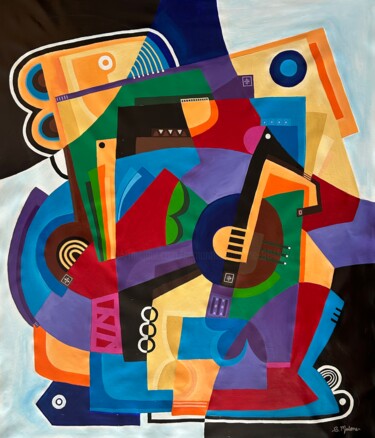 Schilderij getiteld "Groove Is in the Art" door Samantha Malone, Origineel Kunstwerk, Acryl