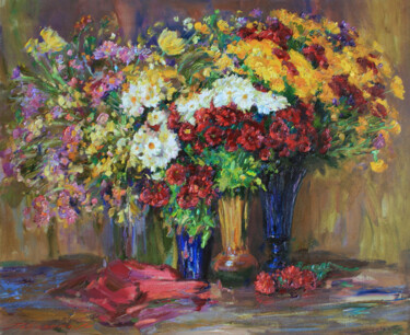 绘画 标题为“Autumn Bouquets” 由Leonid Pavlenko, 原创艺术品, 油 安装在木质担架架上