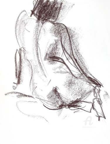 Assise de femme (Back View) Painting titled "Assise de femme (Ba…" by Sophie De La Vaissière, Original Artwork, Pencil