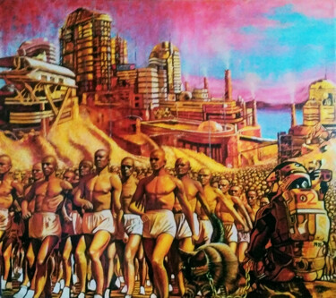 Peinture intitulée "Марсианские хроники" par Bullet, Œuvre d'art originale, Huile