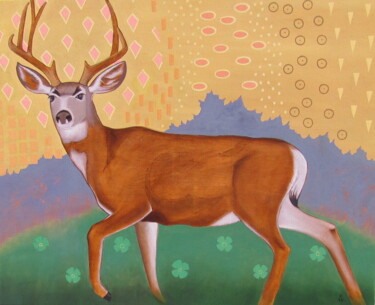 绘画 标题为“Rain Deer” 由Blaine White, 原创艺术品, 油 安装在木质担架架上