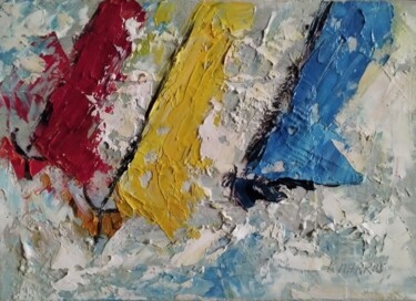 Schilderij getiteld "REGATE...." door Raphael Marras, Origineel Kunstwerk, Olie Gemonteerd op Frame voor houten brancard