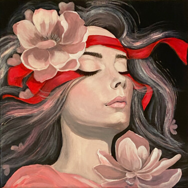 绘画 标题为“Lady spring Augen zu” 由Tatjana Greb, 原创艺术品, 丙烯