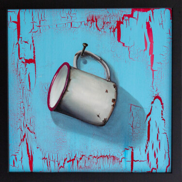 Painting titled "Cup of Silence" by Svitlana Kalinina, Original Artwork, Oil Mounted on Wood Stretcher frame