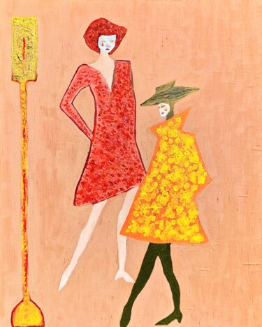 The Red Dress and the Yellow Coat "The Red Dress and t…" başlıklı Tablo Natalya Belalova tarafından, Orijinal sanat, Petrol Ahşap Sedye çerçevesi üzerine mont…
