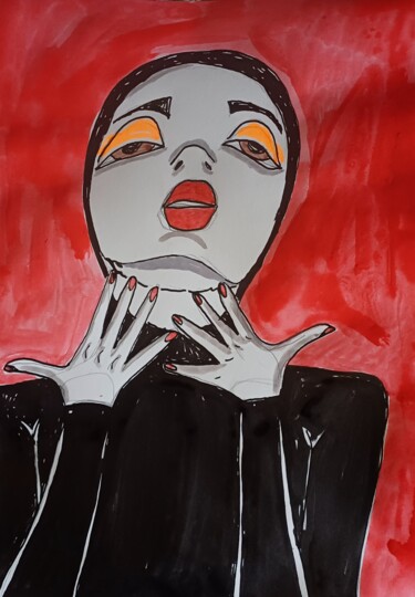 图画 标题为“Miserable” 由Ashton Knighting, 原创艺术品, 墨
