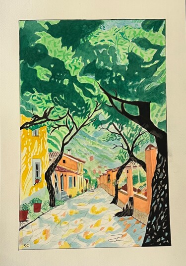 Painting titled "Street days" by Siyavash Chegeni, Original Artwork, Watercolor