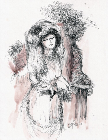 Drawing titled "pen and ink_victori…" by Subhashis Ghosh, Original Artwork, Ink