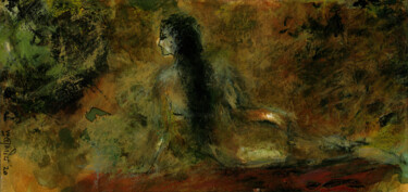 绘画 标题为“Lady in garden 3” 由Subhashis Ghosh, 原创艺术品, 水彩