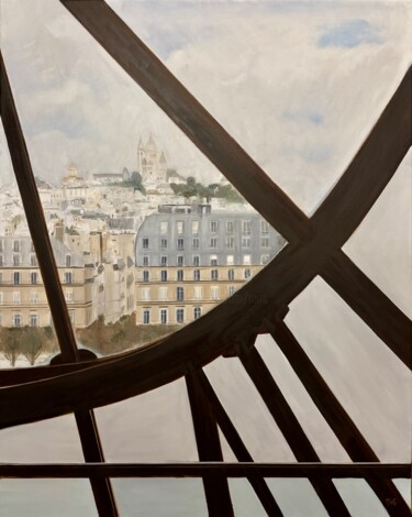Painting titled "Montmartre, Hors du…" by Marie France Garrigues, Original Artwork, Oil Mounted on Wood Stretcher frame
