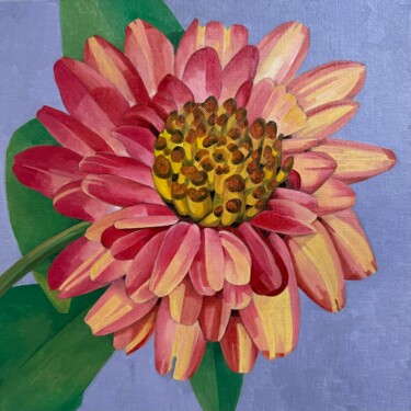 Painting titled "Square Floral Oil P…" by Mabentali Shadezozs, Original Artwork, Oil Mounted on Wood Stretcher frame