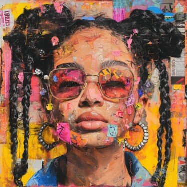Urban Identity: Braids & Color Collage 数字艺术 标题为“Urban Identity: Bra…” 由Anna Burger, 原创艺术品, 数字油画