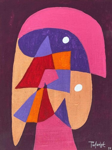 Pittura intitolato "Retrato en rojo y v…" da Enrique Pichardo, Opera d'arte originale, Acrilico