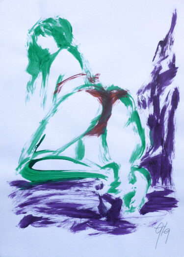 绘画 标题为“Pinselskizze Akt.” 由Götz Wiedenroth, 原创艺术品, 彩画