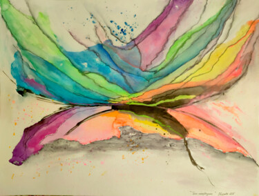 Pittura intitolato "Silent Unfolding" da Iliana Ovtcharova, Opera d'arte originale, Acquarello Montato su Cartone