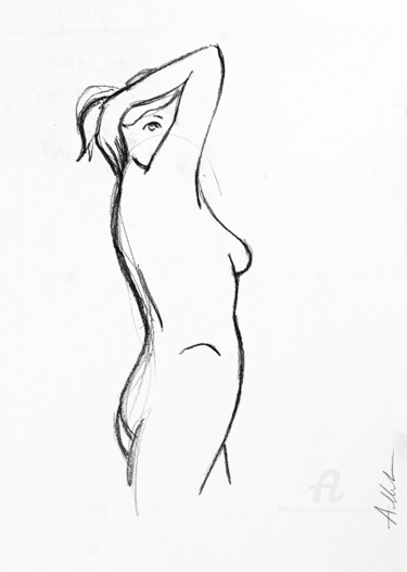 "Croquis A-0088" başlıklı Resim Alliet-Delacroix tarafından, Orijinal sanat, Kalem