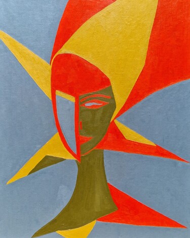 Geometric portrait on a gray background "Geometric portrait…" başlıklı Tablo Natalya Belalova tarafından, Orijinal sanat, Petrol Ahşap Sedye çerçevesi üzerine monte…