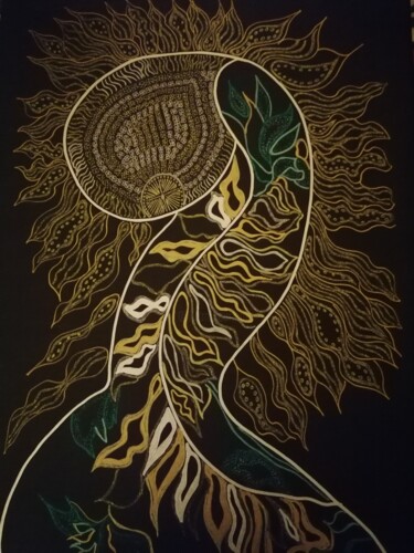 Disegno intitolato "Tournesol" da Sophie Ong, Opera d'arte originale, Biro