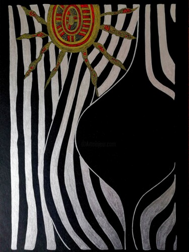 Dessin intitulée "l'oeil" par Sophie Ong, Œuvre d'art originale, Stylo à bille