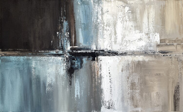 Perfection in Blue and Beige – Structural Flow Series 绘画 标题为“Perfection in Blue…” 由Tatiana Malinovscaia, 原创艺术品, 丙烯 安装在木质担架架上