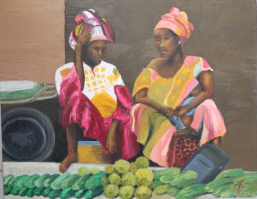 제목이 "Marché africain"인 미술작품 Isabelle Blanc로, 원작, 아크릴 판지에 장착됨
