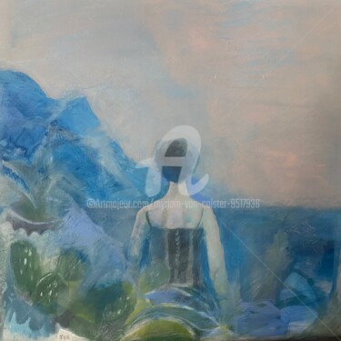 「Rêverie devant la m…」というタイトルの絵画 Myriam Van Calsterによって, オリジナルのアートワーク, アクリル ウッドストレッチャーフレームにマウント