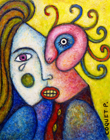 Digitale Kunst getiteld "La métamorphose" door Pacôme Coquet, Origineel Kunstwerk, AI gegenereerde afbeelding Gemonteerd op…