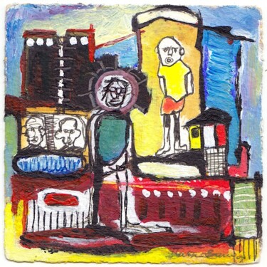Pittura intitolato "Les citadins" da Blaise Bang, Opera d'arte originale, Acrilico