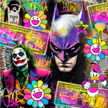 Gotham Pop Mashup 绘画 标题为“Gotham Pop Mashup” 由Armsx, 原创艺术品, 丝网印刷 安装在铝上