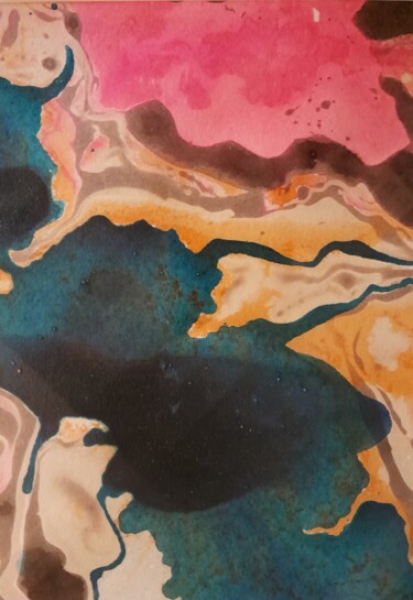 Pittura intitolato "Eau Rose du Lagon H…" da Béatrice Burel, Opera d'arte originale, Inchiostro