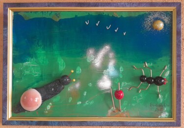 绘画 标题为“" Biodiversité " 1” 由Riquet Faure, 原创艺术品, 丙烯 安装在木质担架架上