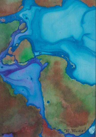 Schilderij getiteld "Archipel des Tuamotu" door Béatrice Burel, Origineel Kunstwerk, Inkt Gemonteerd op artwork_cat.