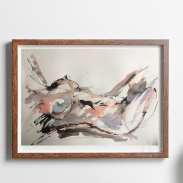 Schilderij getiteld "Femme torturée" door Sophie De La Vaissière, Origineel Kunstwerk, Aquarel