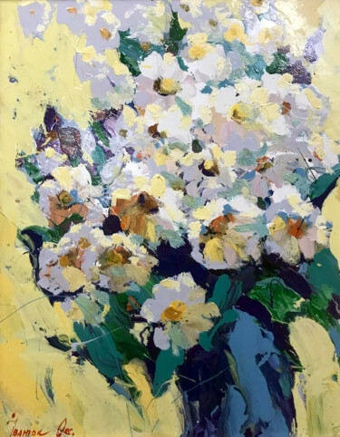 Schilderij getiteld "Extravaganza of Flo…" door Oksana Ivanyuk, Origineel Kunstwerk, Olie Gemonteerd op Frame voor houten br…