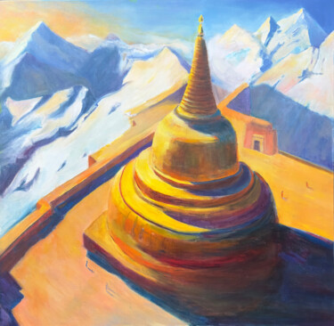 Pintura intitulada "Shambhala Mountains…" por Rimma Mantika, Obras de arte originais, Óleo
