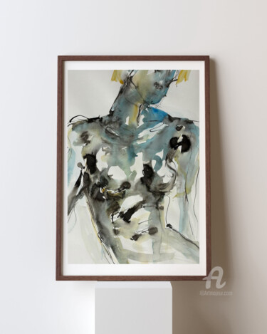 「Femme sirène」というタイトルの絵画 Sophie De La Vaissièreによって, オリジナルのアートワーク, 水彩画
