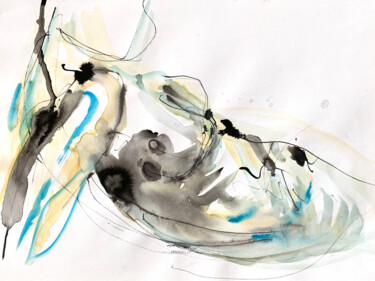 Femmes glissante Schilderij getiteld "Femmes glissante" door Sophie De La Vaissière, Origineel Kunstwerk, Aquarel