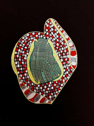 Disegno intitolato "Broche Maalchite" da Sophie Ong, Opera d'arte originale, Biro