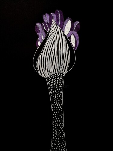 Disegno intitolato "Lilas" da Sophie Ong, Opera d'arte originale, Biro
