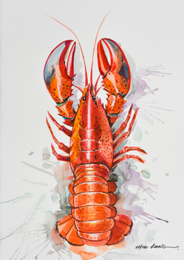 제목이 "Spiny lobster1"인 미술작품 Kang Zhou로, 원작, 수채화