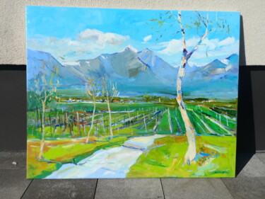 Vineyards in the mountains Schilderij getiteld "Vineyards in the mo…" door Yehor Dulin, Origineel Kunstwerk, Olie