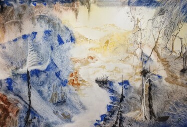 绘画 标题为“Landschap SMAK schi…” 由Jozef Peeraer, 原创艺术品, 水彩
