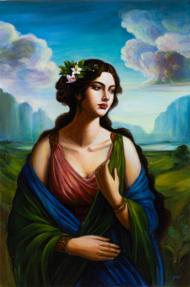 La Dama del Lago Painting titled "La Dama del Lago" by Xiaoning Yu, Original Artwork, Acrylic Mounted on Wood Stretcher frame