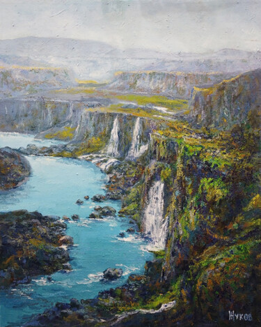 Pintura intitulada "Iceland" por Aleksej Zukov, Obras de arte originais, Óleo Montado em Armação em madeira
