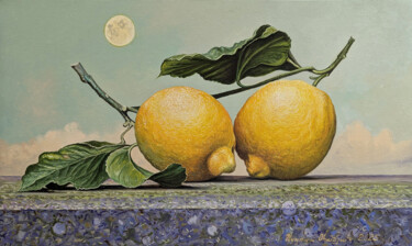 Still Life Under the Moon 「Still Life Under th…」というタイトルの絵画 Stepan Ohanyanによって, オリジナルのアートワーク, オイル ウッドストレッチャーフレームにマウント