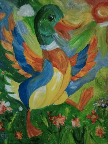 Painting titled "Le Canard Danseur" by Audran, Original Artwork, Acrylic