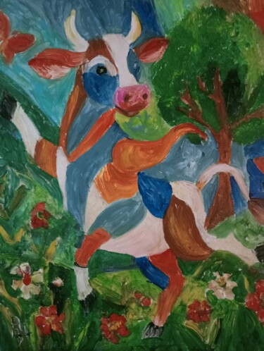 绘画 标题为“La Vache Danseuse” 由Audran, 原创艺术品, 丙烯