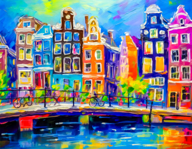 Bridge of Colors | Impression Amsterdam No. 514 数字艺术 标题为“Bridge of Colors |…” 由Mathias (1975), 原创艺术品, 数字油画